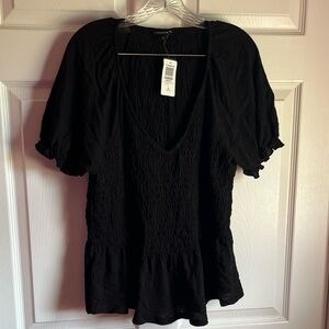 NWT Torrid Black Smocked Babydoll Blouse